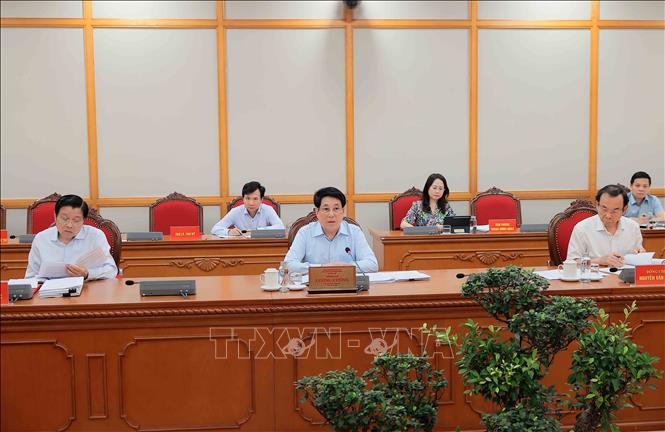 Đồng chí Lương Cường, Uỷ viên Bộ Chính trị, Chủ tịch nước chủ trì buổi làm việc. Ảnh: An Đăng - TTXVN