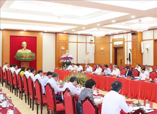 Tổng Bí thư Tô Lâm chủ trì cuộc làm việc của Bộ Chính trị với Ban Thường vụ Đảng uỷ các cơ quan Đảng Trung ương. Ảnh: Thống Nhất - TTXVN
