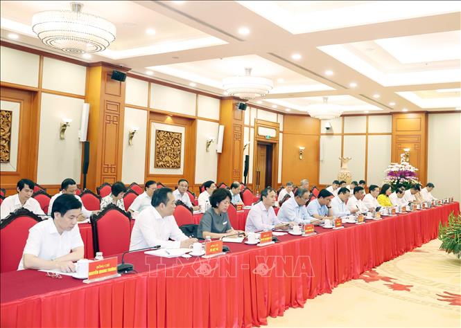 Các đại biểu tham dự cuộc làm việc. Ảnh: Thống Nhất - TTXVN