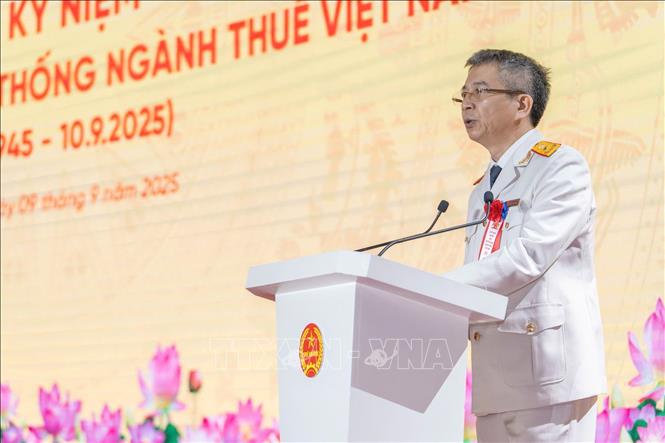 Cục trưởng Cục Thuế Mai Xuân Thành phát biểu. Ảnh: Phạm Hậu - TTXVN