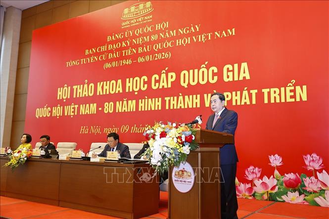 Chủ tịch Quốc hội Trần Thanh Mẫn phát biểu khai mạc hội thảo. Ảnh: Doãn Tấn - TTXVN