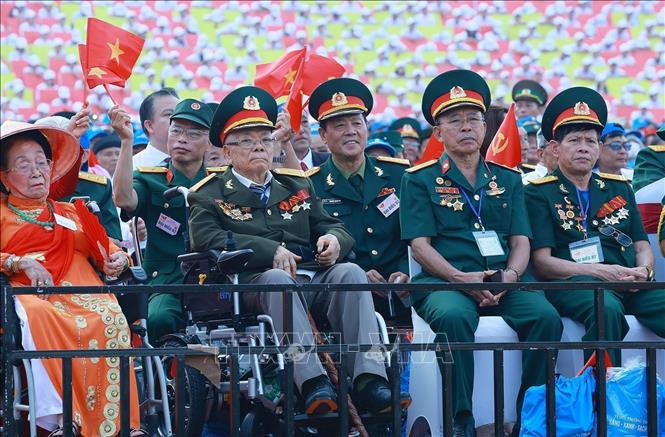 Các cựu chiến binh tham dự Lễ kỷ niệm, diễu binh, diễu hành 80 năm Cách mạng tháng Tám và Quốc khánh 2-9. Ảnh: Dương Giang-TTXVN