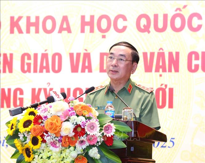Đồng chí Trần Quốc Tỏ, Uỷ viên Trung ương Đảng, Phó Bí thư Đảng uỷ Công an Trung ương, Thứ trưởng thường trực Bộ Công an phát biểu. Ảnh: Phương Hoa - TTXVN