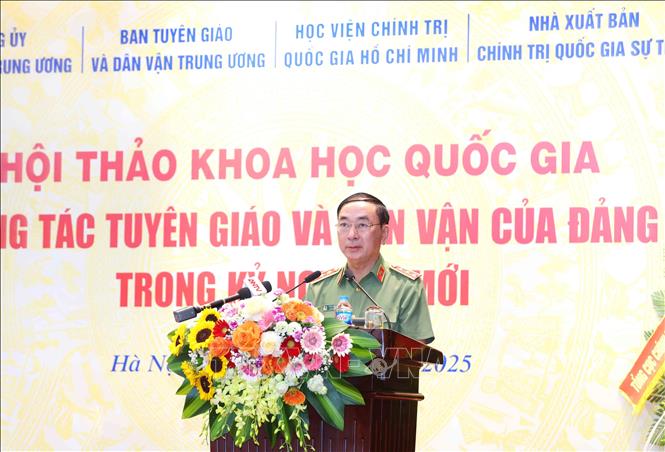 Đồng chí Trần Quốc Tỏ, Uỷ viên Trung ương Đảng, Phó Bí thư Đảng uỷ Công an Trung ương, Thứ trưởng thường trực Bộ Công an phát biểu. Ảnh: Phương Hoa - TTXVN