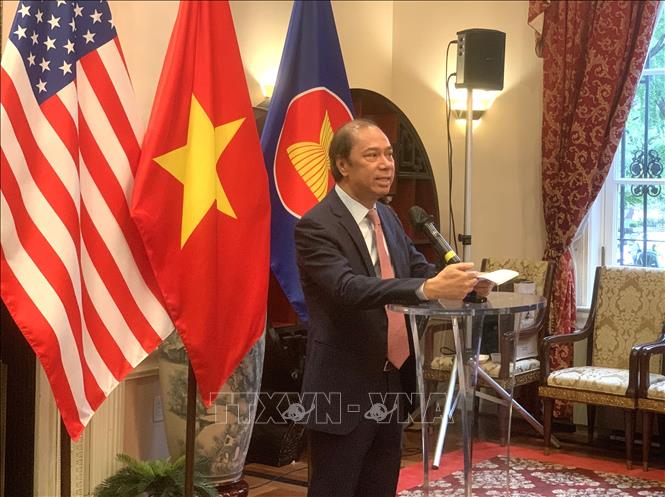 Đại sứ Việt Nam tại Mỹ Nguyễn Quốc Dũng phát biểu, nhấn mạnh Việt Nam tự hào là quốc gia đứng thứ ba thế giới về cung cấp và chế biến gia vị. Ảnh: Ngọc Quang – PV TTXVN tại Mỹ