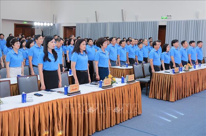 Các đại biểu thực hiện nghi thức chào cờ. Ảnh: Lê Đông - TTXVN