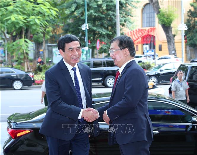 Đại tướng Phan Văn Giang, Ủy viên Bộ Chính trị, Phó bí thư Quân ủy Trung ương, Bộ trưởng Bộ Quốc phòng đến dự. Ảnh: Trọng Đức - TTXVN