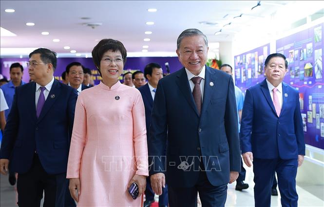 Tổng Bí thư Tô Lâm dự Lễ kỷ niệm 80 năm Ngày truyền thống Thông tấn xã Việt Nam. Ảnh: Dương Giang - TTXVN