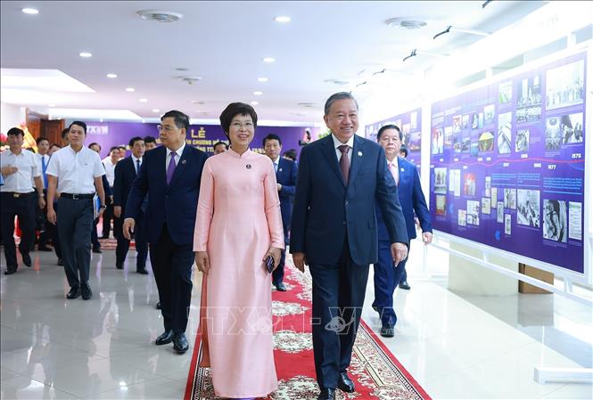 Tổng Bí thư Tô Lâm dự Lễ kỷ niệm 80 năm Ngày truyền thống Thông tấn xã Việt Nam. Ảnh: Dương Giang - TTXVN