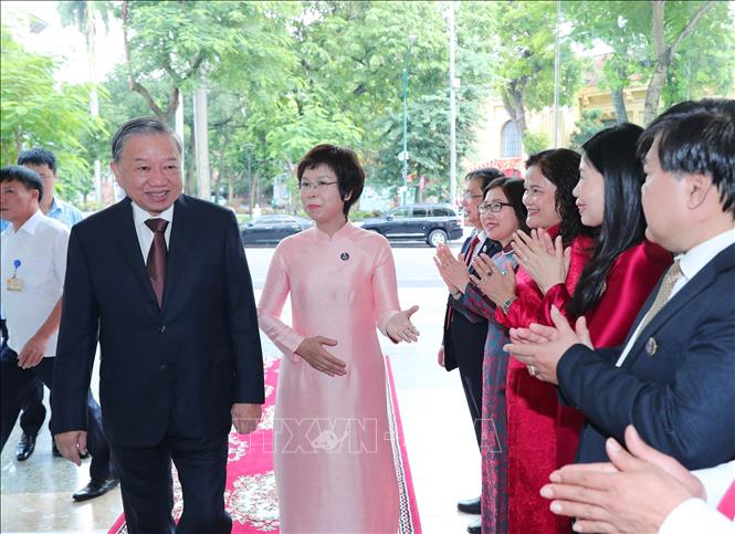 Tổng Bí thư Tô Lâm dự Lễ kỷ niệm 80 năm Ngày truyền thống Thông tấn xã Việt Nam. Ảnh: Trọng Đức - TTXVN