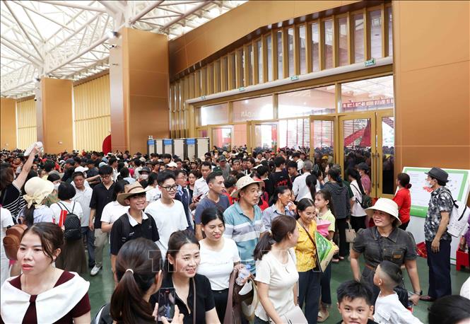 Hàng vạn lượt du khách tới tham quan triển lãm ngày cuối tuần. Ảnh: Phương Hoa - TTXVN