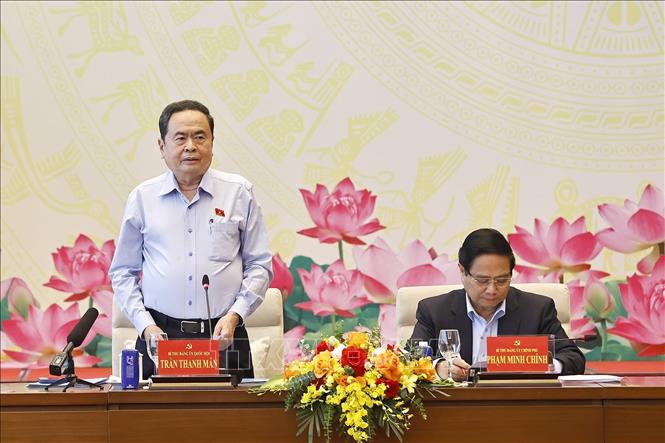 Chủ tịch Quốc hội Trần Thanh Mẫn phát biểu khai mạc hội nghị. Ảnh: Doãn Tấn - TTXVN