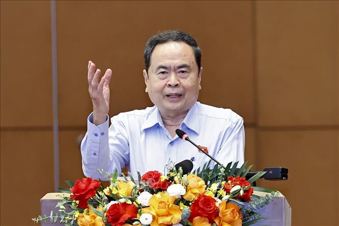 Chủ tịch Quốc hội Trần Thanh Mẫn phát biểu kết luận hội nghị. Ảnh: Doãn Tấn - TTXVN