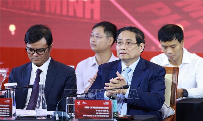 Thủ tướng Phạm Minh Chính dự Phiên đối thoại cấp cao Diễn đàn Kinh tế tư nhân Việt Nam (VPSF) 2025. Ảnh: Dương Giang-TTXVN 
