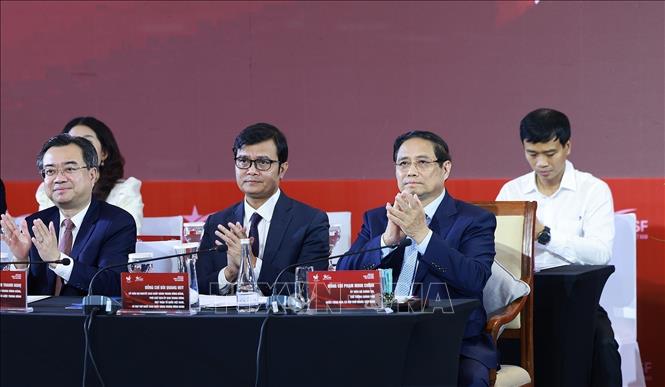 Thủ tướng Phạm Minh Chính dự Phiên đối thoại cấp cao Diễn đàn Kinh tế tư nhân Việt Nam (VPSF) 2025. Ảnh: Dương Giang-TTXVN