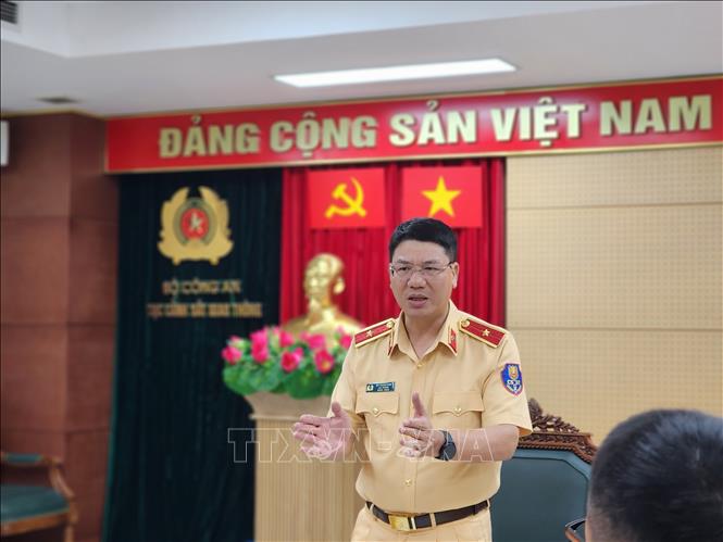 Thiếu tướng Đỗ Thanh Bình, Cục trưởng Cục Cảnh sát giao thông (Bộ Công an) phát biểu. Ảnh: Chu Thanh Vân - TTXVN 