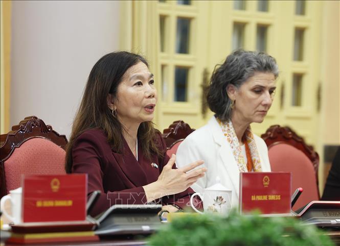 Bà Pauline Tamesis, Điều phối viên Thường trú của Liên hợp quốc tại Việt Nam phát biểu. Ảnh: Lâm Khánh – TTXVN