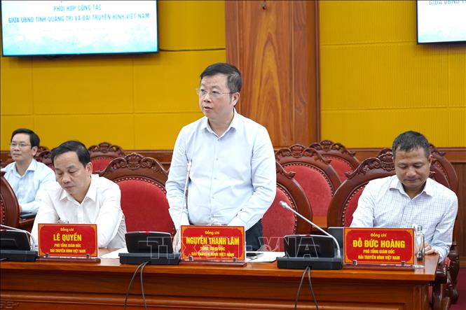 Tổng Giám đốc Đài Truyền hình Việt Nam Nguyễn Thanh Lâm phát biểu tại chương trình. Ảnh: Thanh Thuỷ-TTXVN                               