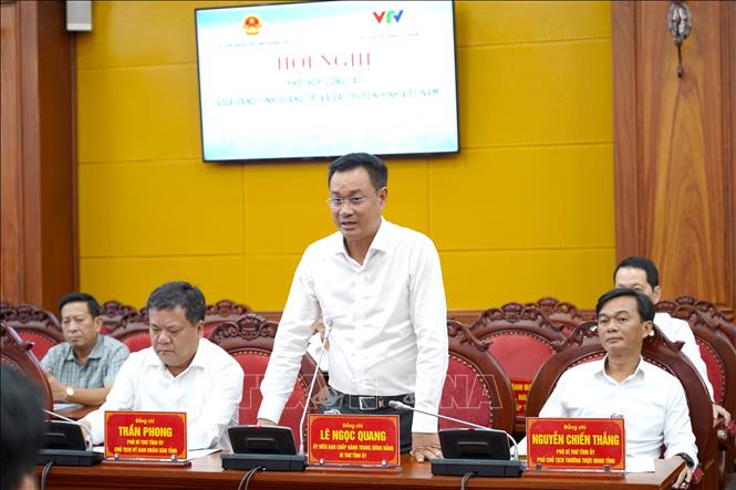 Ông Lê Ngọc Quang, Bí thư Tỉnh uỷ Quảng Trị phát biểu tại chương trình. Ảnh: Thanh Thuỷ-TTXVN