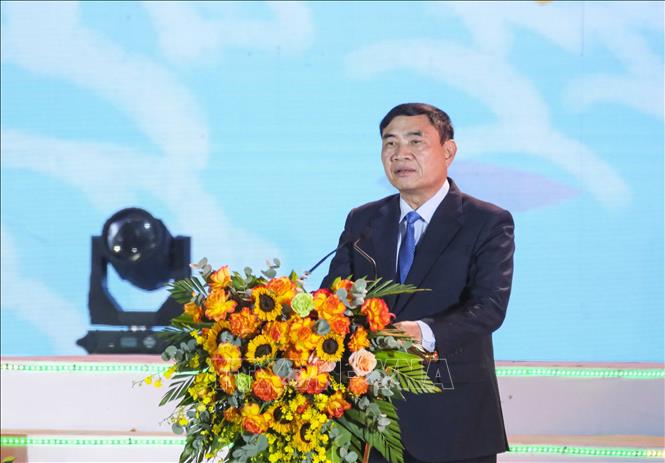Bí thư Tỉnh ủy Điện Biên Trần Quốc Cường phát biểu. Ảnh: Xuân Tư – TTXVN
