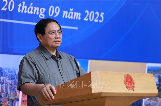 Thủ tướng Phạm Minh Chính khai mạc Hội nghị Hội đồng điều phối vùng Đồng bằng sông Hồng lần thứ sáu. Ảnh: Dương Giang-TTXVN 
