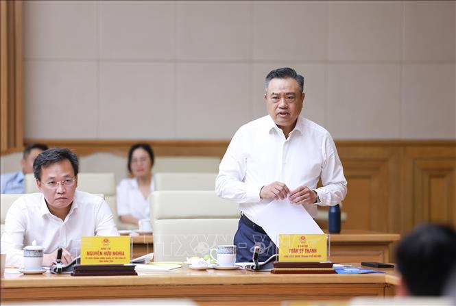 Chủ tịch UBND Thành phố Hà Nội Trần Sỹ Thanh phát biểu. Ảnh: Dương Giang-TTXVN  