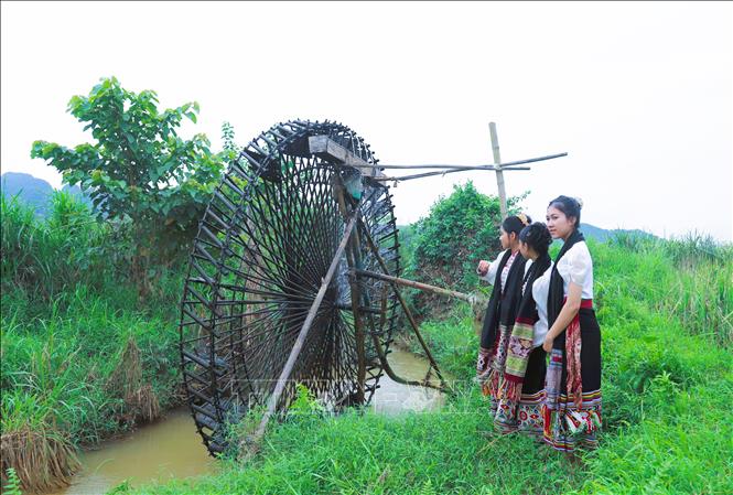 Thiếu nữ dân tộc Thái bên cọn nước. Ảnh: Xuân Tiến - TTXVN 