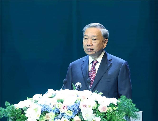 Tổng Bí thư Tô Lâm phát biểu tại buổi lễ. Ảnh: Thống Nhất-TTXVN