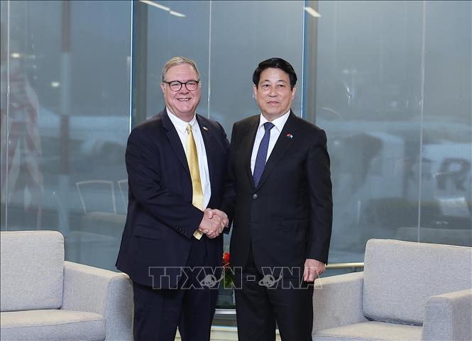 Chủ tịch nước Lương Cường tiếp Phó Thống đốc bang Washington Denny Heck. Ảnh: Lâm Khánh – TTXVN