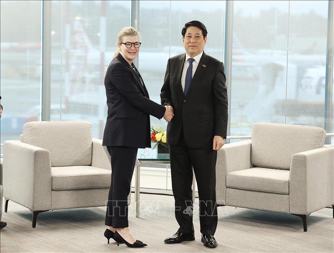 Chủ tịch nước Lương Cường tiếp bà Stephanie Pope, Chủ tịch kiêm Giám đốc điều hành của Boeing Commercial Airplanes (BCA). Ảnh: Lâm Khánh – TTXVN 