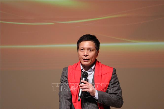 Công sứ Đại sứ quán Việt Nam tại Nhật Bản Nguyễn Sáu phát biểu tại đêm chung kết cuộc thi. Ảnh: Phạm Tuân - PV TTXVN tại Nhật Bản