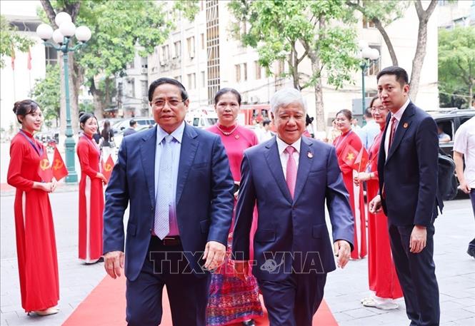 Thủ tướng Phạm Minh Chính dự Đại hội đại biểu Đảng bộ MTTQ, các đoàn thể Trung ương lần thứ nhất, nhiệm kỳ 2025-2030. Ảnh: Minh Đức – TTXVN