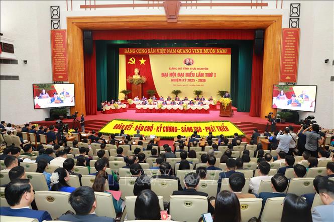 Phiên khai mạc Đại hội đại biểu Đảng bộ tỉnh Thái Nguyên lần thứ nhất, nhiệm kỳ 2025 - 2030. Ảnh: Vũ Hoàng Giang - TTXVN