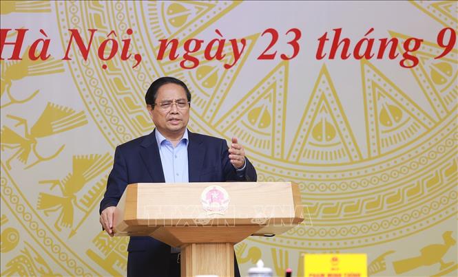 Thủ tướng Phạm Minh Chính chủ trì Phiên họp lần thứ 14 của Ban Chỉ đạo Quốc gia về chống khai thác hải sản bất hợp pháp. Ảnh: Dương Giang-TTXVN 
