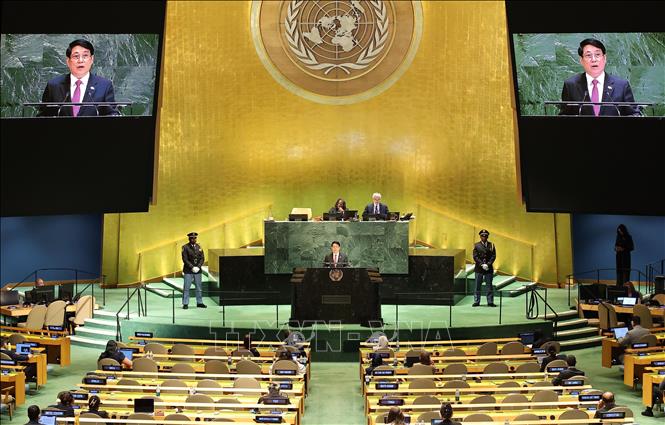 State President Luong Cuong addresses the UNGA 80's High-Level General Debate. VNA Photo: Lâm Khánh 