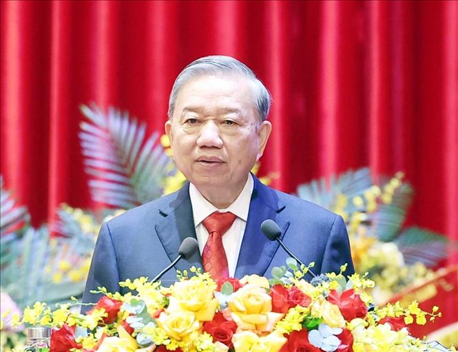 Tổng Bí thư Tô Lâm phát biểu tại Đại hội. Ảnh: Thống Nhất - TTXVN