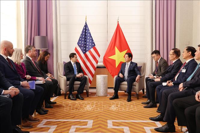 Chủ tịch nước Lương Cường tiếp Bộ trưởng Ngoại giao Hoa Kỳ Marco Rubio. Ảnh: Lâm Khánh – TTXVN 