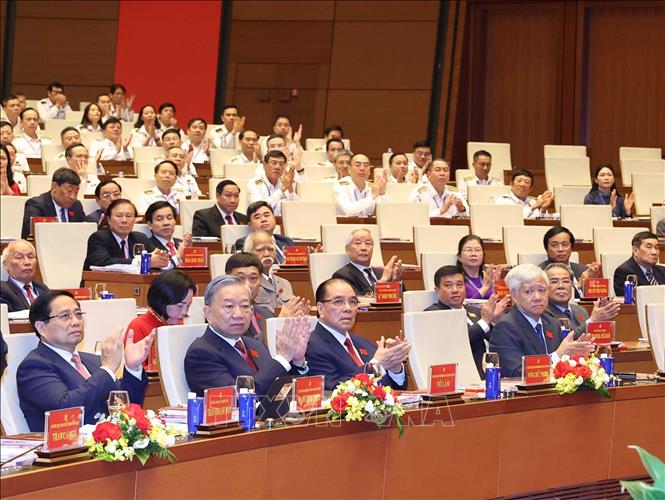 Tổng Bí thư Tô Lâm và các đại biểu tham dự Đại hội. Ảnh: Thống Nhất - TTXVN