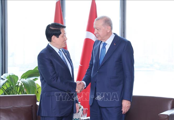 President Luong Cuong meets with President Recep Tayyip Erdoğan on September 24 in New York (local time) on the sidelines of the High-Level General Debate of the 80th Session of the UN General Assembly. VNA Photo: Lâm Khánh