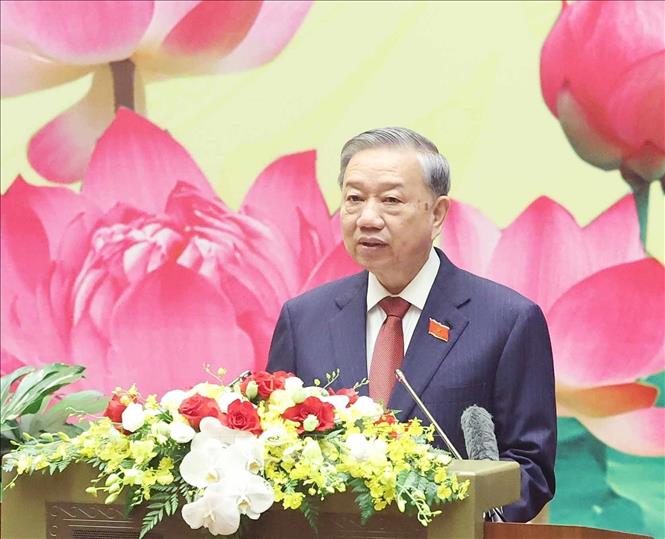 Tổng Bí thư Tô Lâm phát biểu chỉ đạo Đại hội đại biểu Đảng bộ Quốc hội lần thứ nhất. Ảnh: Thống Nhất – TTXVN