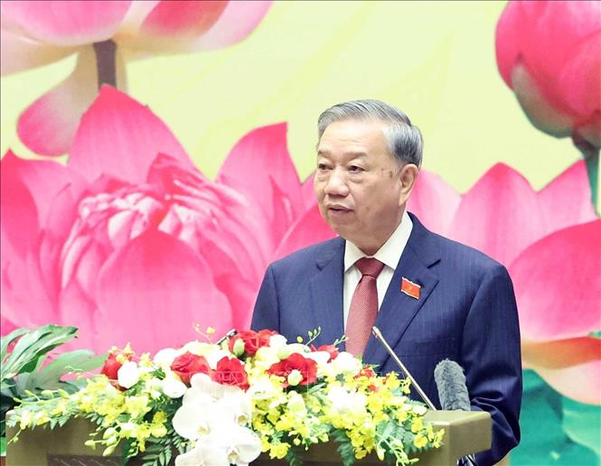 Tổng Bí thư Tô Lâm phát biểu chỉ đạo Đại hội đại biểu Đảng bộ Quốc hội lần thứ nhất. Ảnh: Thống Nhất – TTXVN