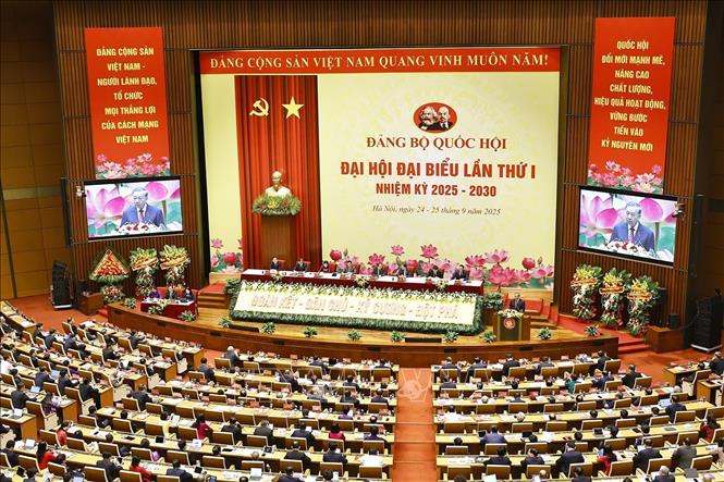 Tổng Bí thư Tô Lâm phát biểu chỉ đạo Đại hội đại biểu Đảng bộ Quốc hội lần thứ nhất. Ảnh: Doãn Tấn - TTXVN