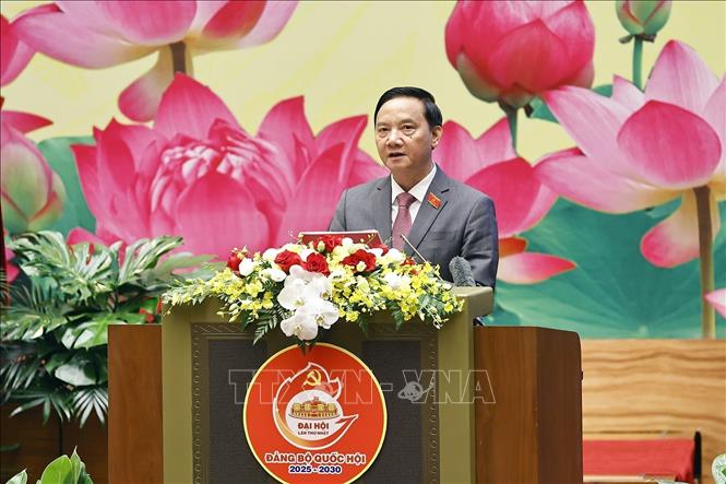 Ủy viên Trung ương Đảng, Phó Chủ tịch Quốc hội Nguyễn Khắc Định phát biểu. Ảnh: Doãn Tấn - TTXVN