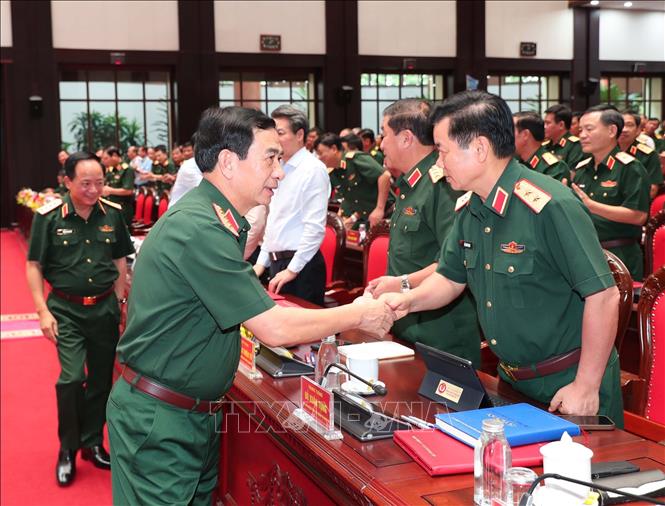 Đại tướng Phan Văn Giang và các đại biểu dự hội nghị. Ảnh: Trọng Đức - TTXVN