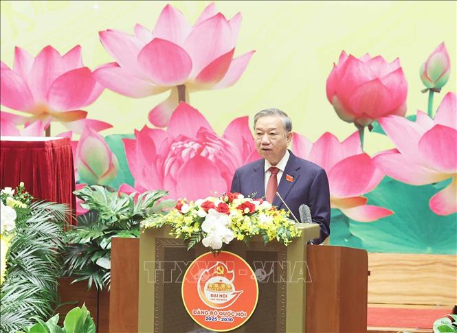 Party General Secretary To Lam addresses the congress. VNA Photo