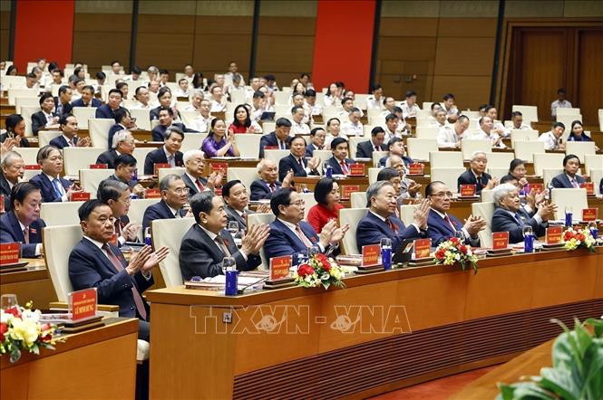 Party General Secretary To Lam and other Party, State incumbent and former leaders attend the congress. VNA Photo
