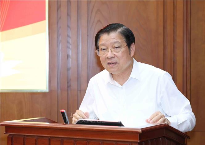 Đồng chí Phan Đình Trạc, Uỷ viên Bộ Chính trị, Bí thư Trung ương Đảng, Trưởng Ban Nội chính Trung ương phát biểu chỉ đạo hội nghị. Ảnh: Phương Hoa - TTXVN