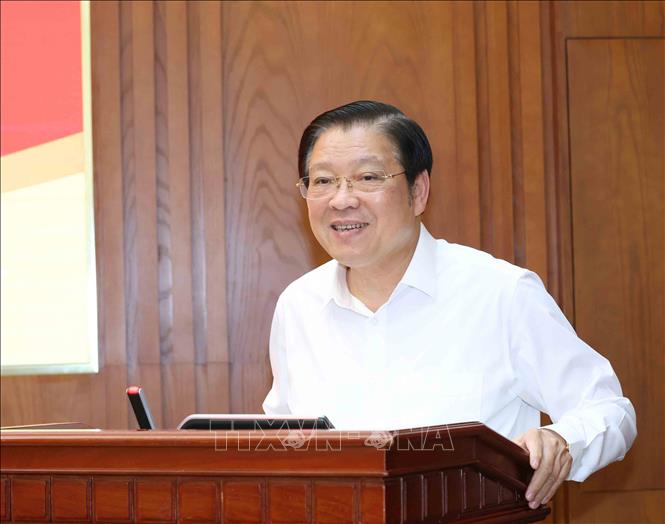 Đồng chí Phan Đình Trạc, Uỷ viên Bộ Chính trị, Bí thư Trung ương Đảng, Trưởng Ban Nội chính Trung ương phát biểu chỉ đạo hội nghị. Ảnh: Phương Hoa - TTXVN

