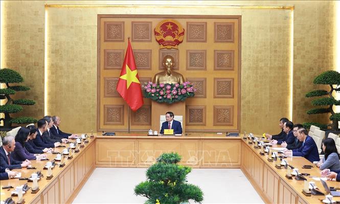 Prime Minister Pham Minh Chinh speaks at the reception. VNA Photo: Dương Giang