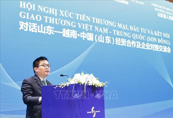 Deputy Minister of Industry and Trade Truong Thanh Hoai speaks at the trade – investment conference. VNA Photo: Trần Việt